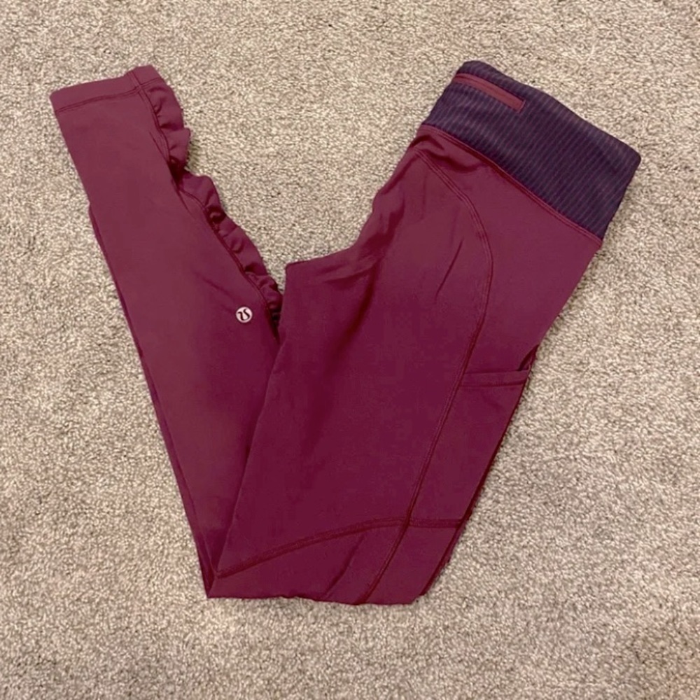 Lululemon Womens exercise leggings, size 8, maroon​​​​